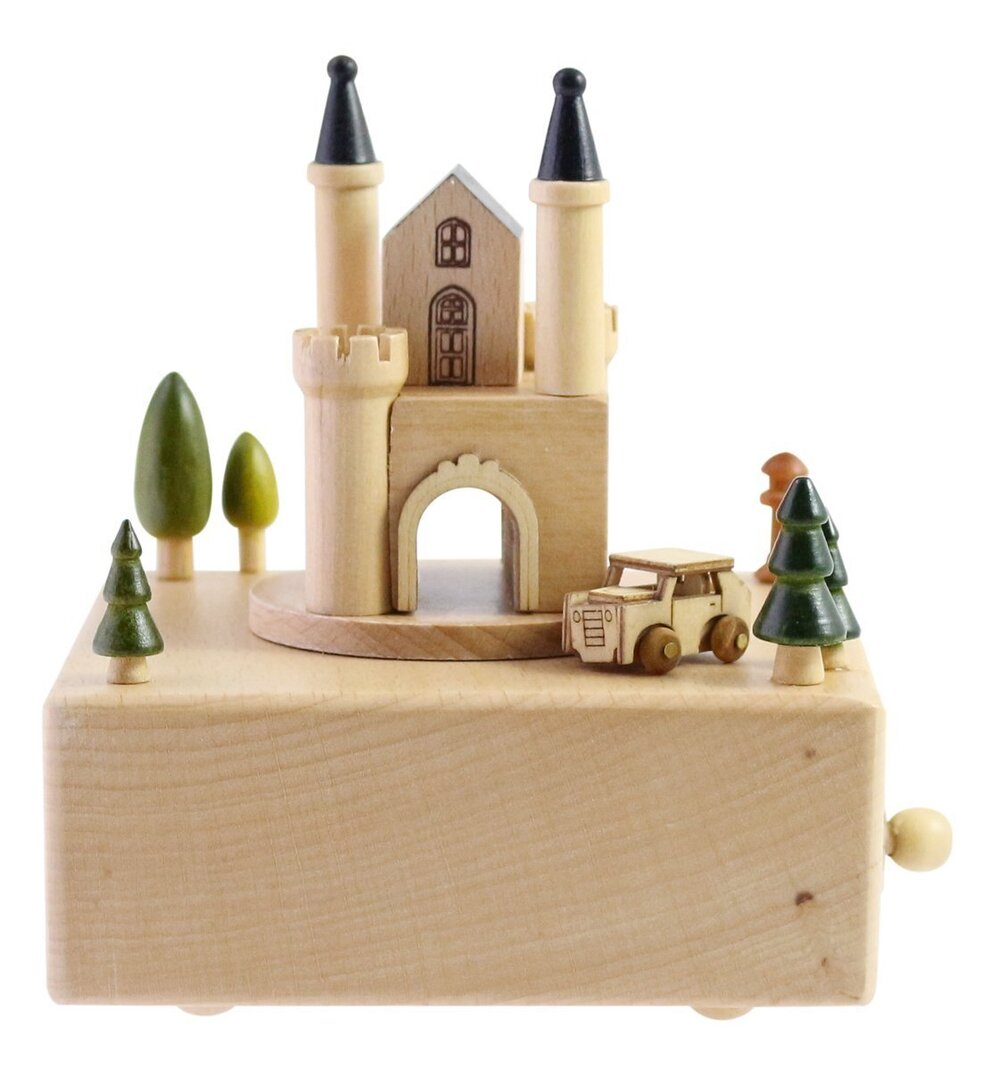 5267 Delightful Quality Wooden Musical Box Featuring European Castle